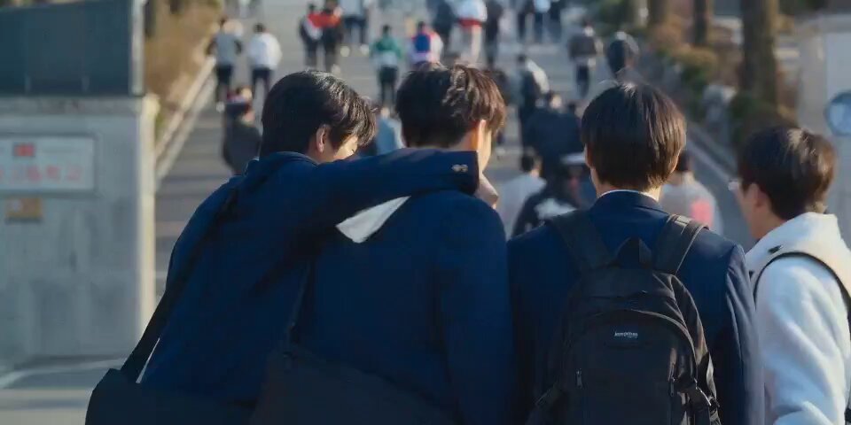 "The Eunjang High Baku family walking together from behind - Si-eun, Baku, Go-tak, and Jun-tae as the unbreakable crew that defined Season 2's theme of found family and friendship. Source: Weak Hero Class 2, Netflix"